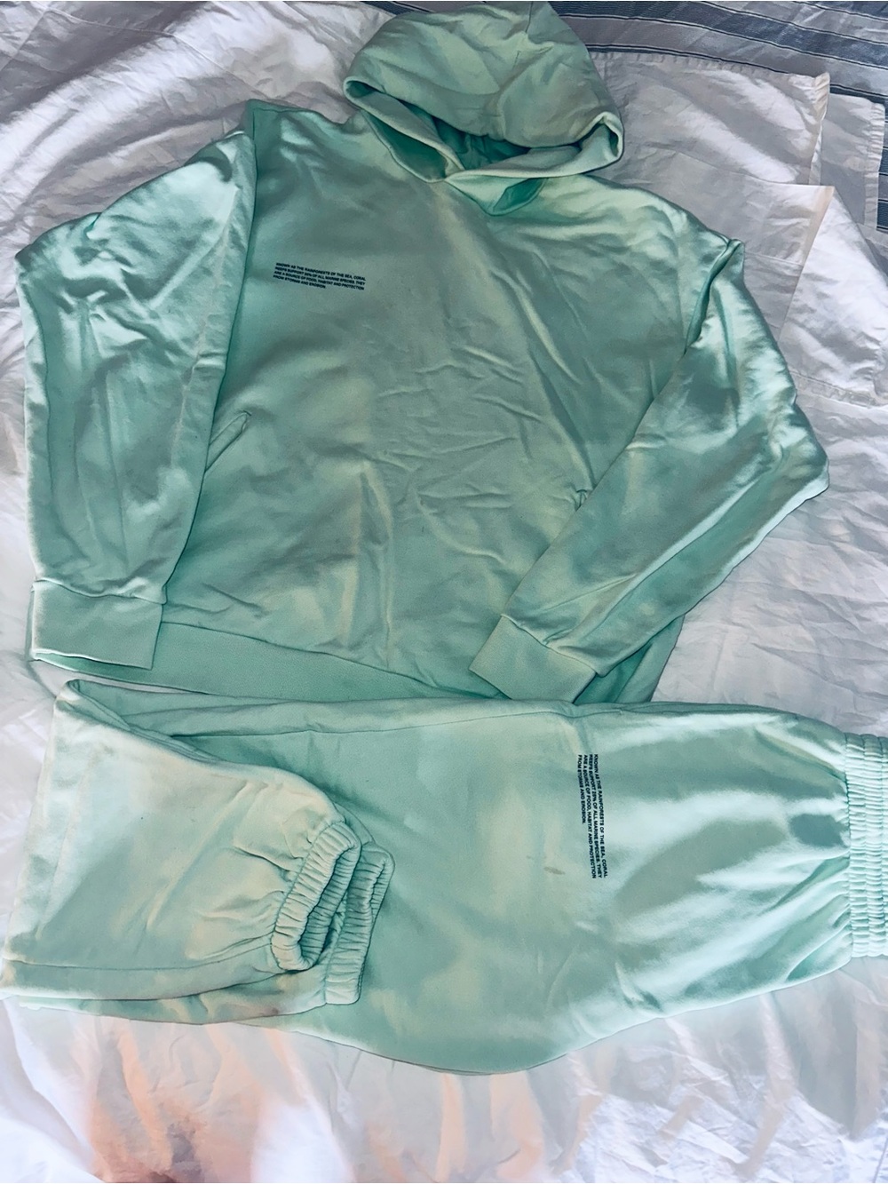 Kids Mint Green Hooded Pajama Set